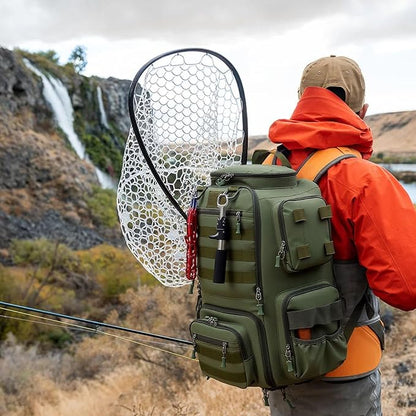 Fishing Backpack with Tackle Boxes 45L Fishing Tackle Backpack Bag Tackle Box, Outdoor Waterproof Large Tackle Bag Gear Storage Bag for Fishermen Christmas Birthday Gifts (Green)