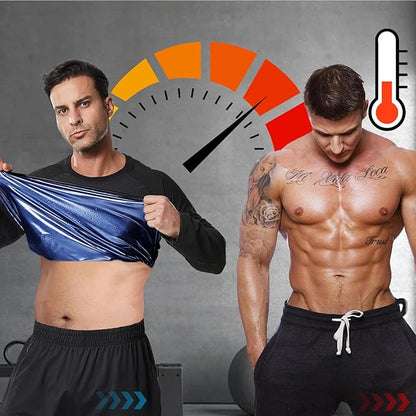Sauna Suit for Men Long Sleeve Heat Trapping Sweat Suit Weight Loss Body Shaper Hot Workout Gym Compression Shirts