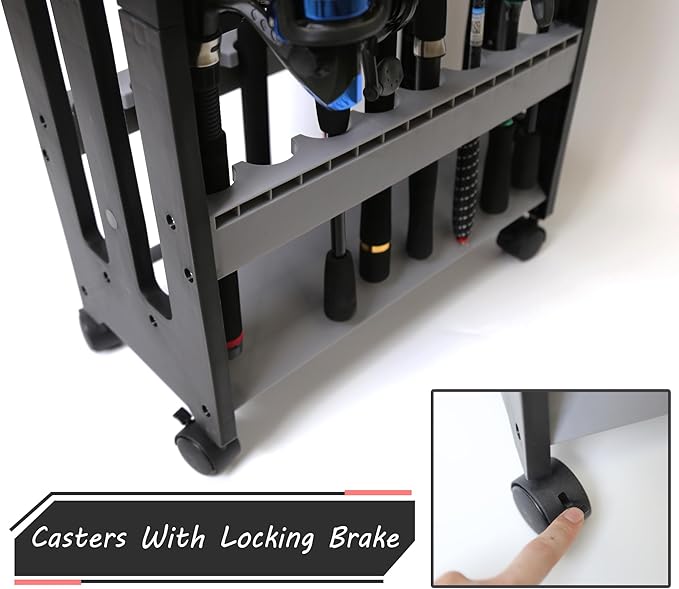 Fishing Rod Holder,Fishing Pole Holders for Garage,Rod Holder for 16 Rod and Reel Combos,Vertical Fishing Rod Rack Floor Storage,Fishing Gifts for Men (Gray)