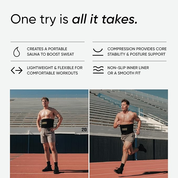 Sports Research Sweet Sweat Waist Trimmer (Core Series) - Premium Sweat Enhancing Fitness Band for Women & Men