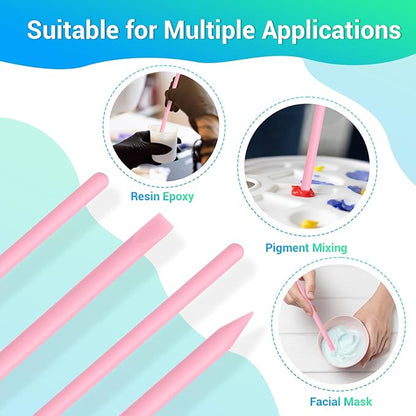 Gartful 4PCS Silicone Stir Sticks Kit for Casting, 2pcs Stick Rods for Resin, 2pcs Pointed Silicone Mixing Sticks, DIY Craft Tool for Resin Epoxy, Paint, Liquid, Pink