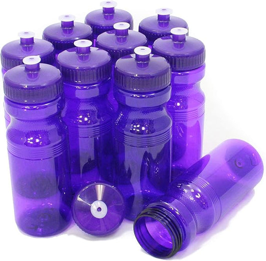 Rolling Sands 24 Ounce BPA-Free Plastic Water Bottles, Set of 10, Made in USA