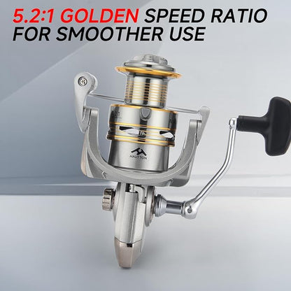HAUT TON Spinning Reel 8000/9000/10000/12000/14000,6+1BB Metal Surf Fishing Reels,4.8:1 Gear Ratio 55lbs Drag Heavy Long Casting Inshore Saltwater Monster Fish