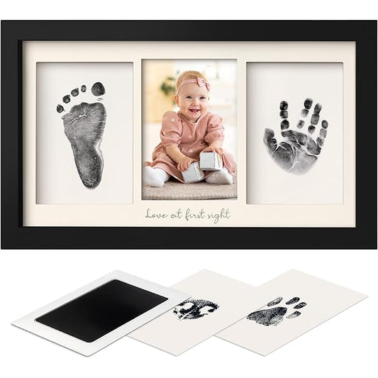 Inkless Hand and Footprint Kit, Boy, Girl, Newborn Keepsake - No Mess Ink Pad for Baby Handprint, Clean Touch Paw Print Kit for Dog Picture Frame, Personalized Baby Shower Gifts (Onyx Black)