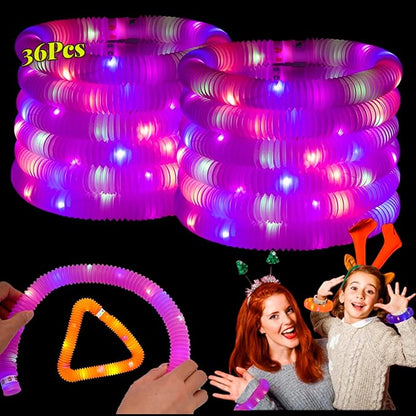 Pink 36 Pack Light Up Party Favors Supplies,Bulk Glow Sticks Bracelet,Necklace Accessories for Kids,Birthday Return Gifts Treats,Easter Basket Goodie Bag Stuffer Fillers for Boys Girls