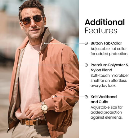 Weatherproof Men's Golf Jacket - Lightweight Windbreaker, Water-Resistant Microfiber Shell, Perfect for Golf & Casual Wear