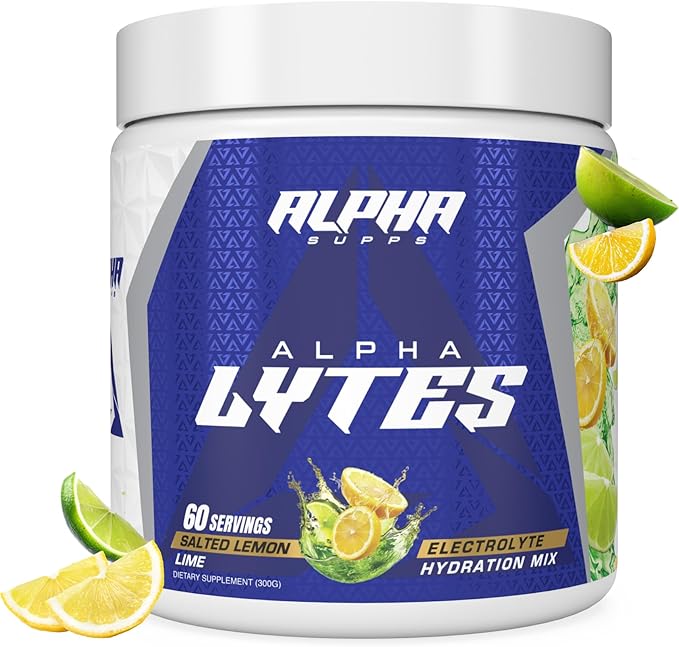 Alpha Lytes - Electrolyte Powder Daily Hydration Drink Mix - Sugar-Free, Zero Calorie Instant Formula with Trace Minerals and Antioxidants (60 Servings, Salted Lemon Lime)