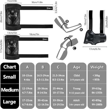 Skating Protective Gear Knee and Elbow Pads Wrist Guards for Roller Skating Skateboarding, Skate Pads Adult Knee Pads