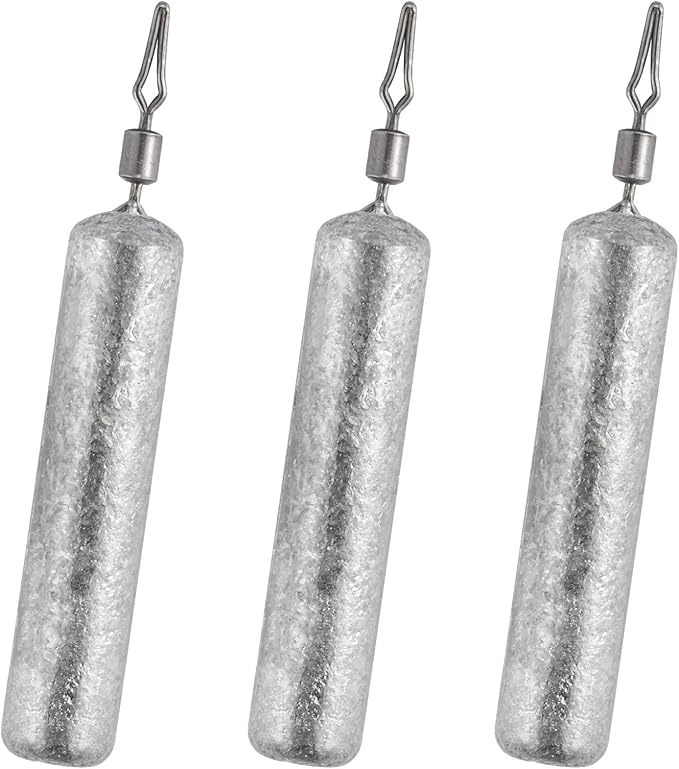 Dr.Fish 50 Pack Fishing Drop Shot Weights Lead Fishing Weights Pencil Skinny Sinkers with Barrel Swivels for Freshwater Bass Fishing