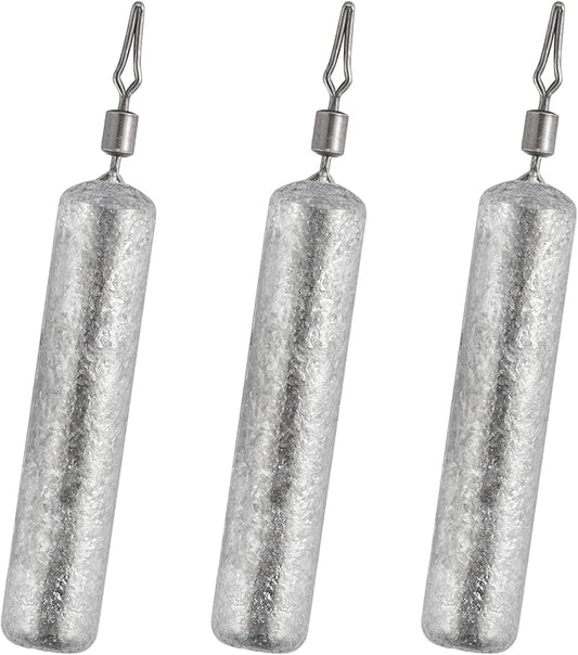 Dr.Fish 50 Pack Fishing Drop Shot Weights Lead Fishing Weights Pencil Skinny Sinkers with Barrel Swivels for Freshwater Bass Fishing