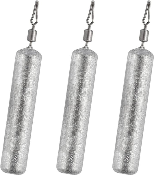 Dr.Fish 50 Pack Fishing Drop Shot Weights Lead Fishing Weights Pencil Skinny Sinkers with Barrel Swivels for Freshwater Bass Fishing