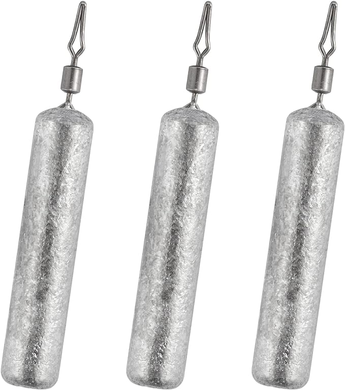 Dr.Fish 50 Pack Fishing Drop Shot Weights Lead Fishing Weights Pencil Skinny Sinkers with Barrel Swivels for Freshwater Bass Fishing