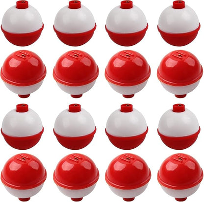 Fishing Folats Bulk Hard ABS Bobbers Snap-on Floats Push Button Round Buoy Float Bobbers for Crappie Panfish Walleyes Red and White 0.75"/1"/1.25"/1.5"/1.75"/2"/2.5"