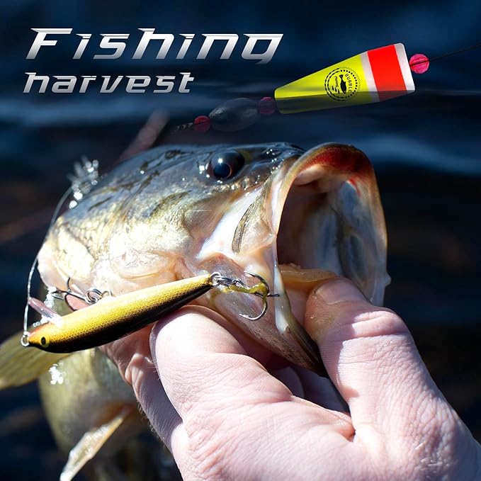 Fishing Floats Rigs Popping Corks for Saltwater Rattle Weighted Bobbers Fishing Tackle (4pcs, 2/3/4/5 in, Green/Yellow/Orange)