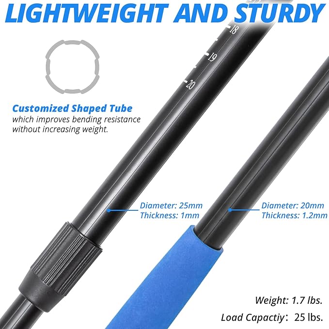 Long Fishing Net, Foldable Landing Net with Telescoping Handle, Rubber Netting, Lightweight & Strong, Length 56″-75″, Hoop Size 20″ x 19″, Depth 20″, 25 lbs. Capacity