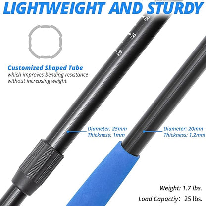 Long Fishing Net, Foldable Landing Net with Telescoping Handle, Rubber Netting, Lightweight & Strong, Length 56″-75″, Hoop Size 20″ x 19″, Depth 20″, 25 lbs. Capacity