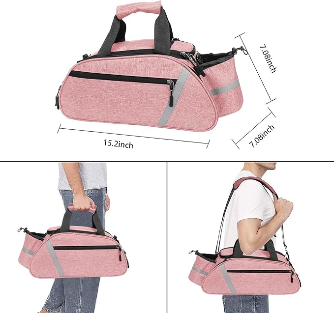 MOSISO Bike Rack Bag, Waterproof Bicycle Trunk Pannier Rear Seat Handbag Cycling Bike Carrier Reflective Backseat Cargo Storage Luggage Saddle Shoulder Bag with Water Bottle Holder&Handle