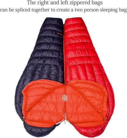 Mountaintop Ultralight Mummy Down Sleeping Bag 650 Fill Power Duck Down Suits for 32 Degree F for Camping Hiking Backpacking