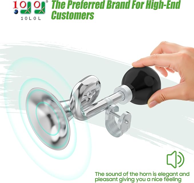 10L0L Golf Cart Bugle Horn, Retro Chrome Snail Air Horn for Yamaha, EZGO, Club Car | Loud & Classic Safety Horn | Universal Fit for Golf Carts, Bikes, Boats | Stainless Steel & Weatherproof