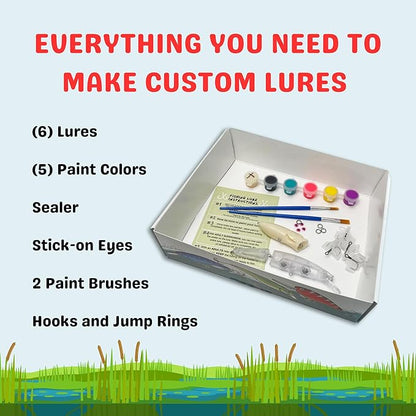 DIY Fishing Lure Kit - Kid-Friendly Fishing Gear for Customizing Lures, Includes Paint & Brushes, Perfect Arts and Crafts for Kids, Tackle Box Must-Have