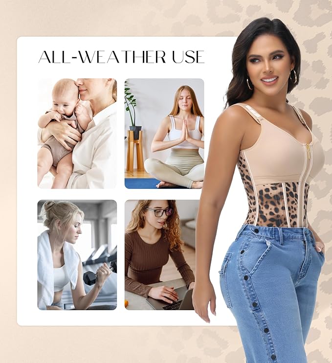 SHAPSHE Waist Trainer Corset for Women Tummy Control Sport Workout Body Shaper Vest for Women Postpartum Gym Zipper and Hooks