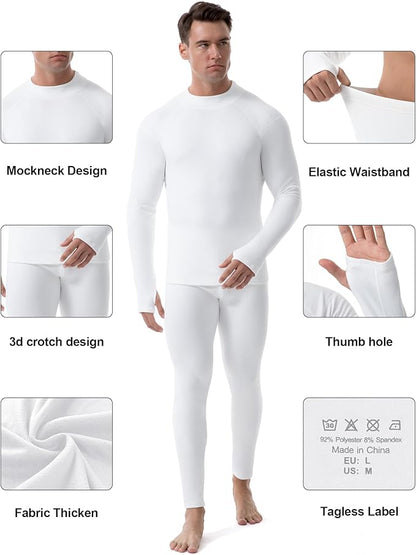 Runhit Mens Thermal Underwear Set：Fleece Lined Long Johns for Men Thermal Shirts and Pants Base Layer Cold Weather Thermals