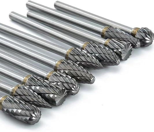 Carbide Burr Set 10PC 1/8" Shank Tungsten Double Cut Carbide Rotary Burr Set for Metal and Wood Carving, Grinding, Polishing, Engraving, Drilling.
