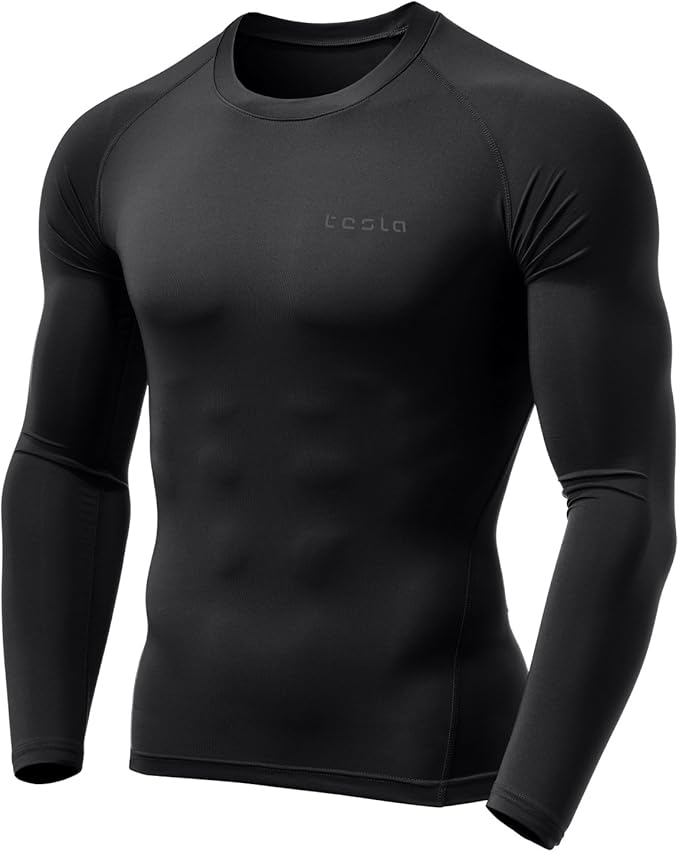 TSLA Men's Thermal Long Sleeve Compression Shirts, Athletic Base Layer Top, Winter Gear Running T-Shirt