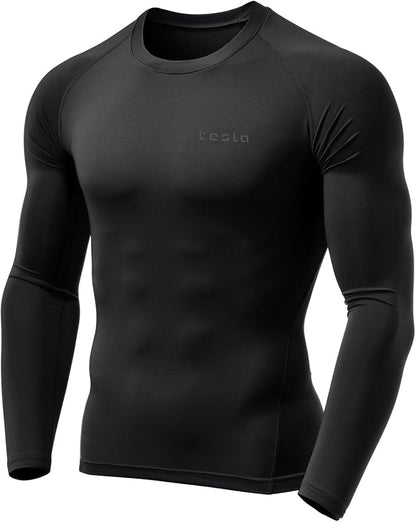 TSLA Men's Thermal Long Sleeve Compression Shirts, Athletic Base Layer Top, Winter Gear Running T-Shirt