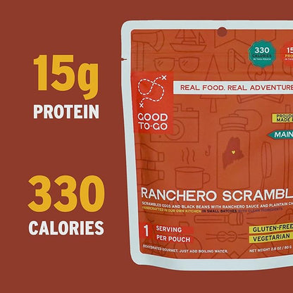 GOOD TO-GO Ranchero Scramble (Single Serving) | Camping & Backpacking Food | Just Add Water Backpacking Meals | Good To-Go Dehydrated Meals Taste Better Than Freeze Dried Food