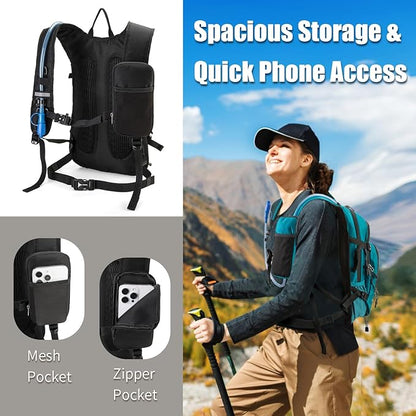 Hydration Backpack Pack with 2L Water Bladder 18L Hiking Backpack Women Men Lightweight Hydropack Insulated Daypack for Biking, Running, Festival