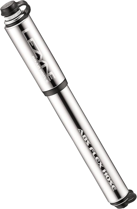 LEZYNE Road Drive Bicycle Tire Hand Pump, High Pressure 160psi, ABS Flex Hose, Presta & Schrader, Compact Bike Pump
