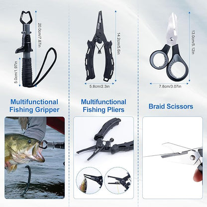 Goture Fishing Rod and Reel Combos-Telescopic Fishing Pole Spinning Reel Lures Set with PC Hard Shell Suitcase, Telescopic Rod Reel Combo Kit for Starter Travel Saltwater, Gifts for Men