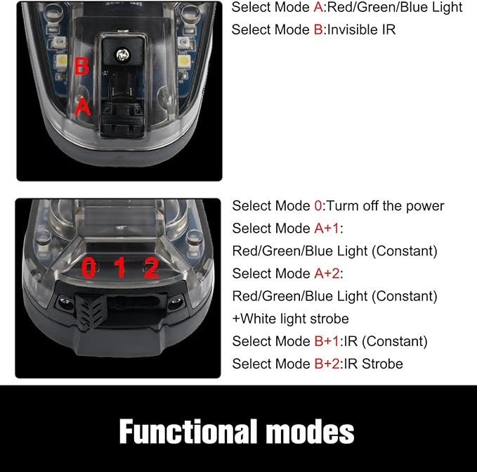 Tactical Helmet IR Strobe Light, Identification Light with Optional 4 Modes, Survival Signal for Outdoor Sports (Brown Base-Blue)