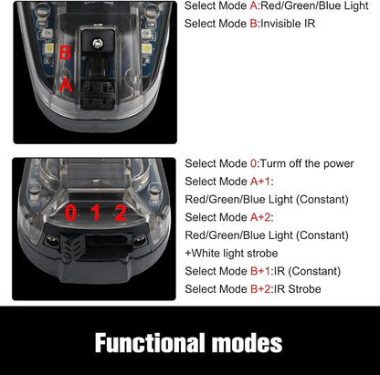 Tactical Helmet IR Strobe Light, Identification Light with Optional 4 Modes, Survival Signal for Outdoor Sports (Brown Base-Blue)