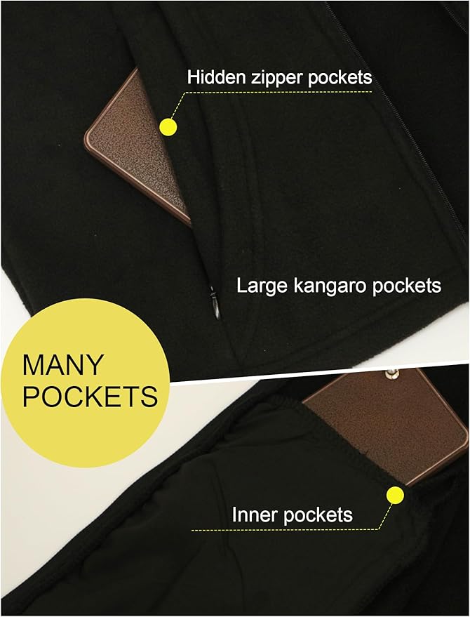 Womens Zip Up Fleece Jacket With 6 Pockets Casual Long Sleeve Fall Winter Fashion Outfits Clothes 2025
