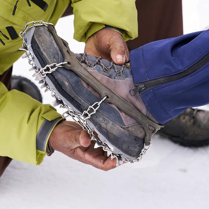TRIWONDER Crampons for Boots Shoes Traction Ice Cleats Snow Grips Anti Slip Stainless Steel Micro Spikes for Hiking Fishing Walking Climbing Jogging Mountaineering