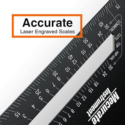 Mecurate 12 Inch Heavy-Duty Aluminum Alloy Triangle Rafter Square, Durable Carpenter's Layout Tool with Easy-to-Read Scales for Angle Measurement, Marking & Cutting Guide