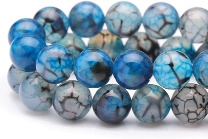 Youngbling Natural Gemstone Beads for Jewelry Making,6mm Dragon Vein Agate Polished Round Smooth Stone Beads for Bracelet Necklace 15 Inch