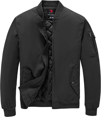 TBMPOY Men's Fall Jacket Winter Windbreaker Bomber Zip Up Padded Softshell Warm Windproof Casual Coat
