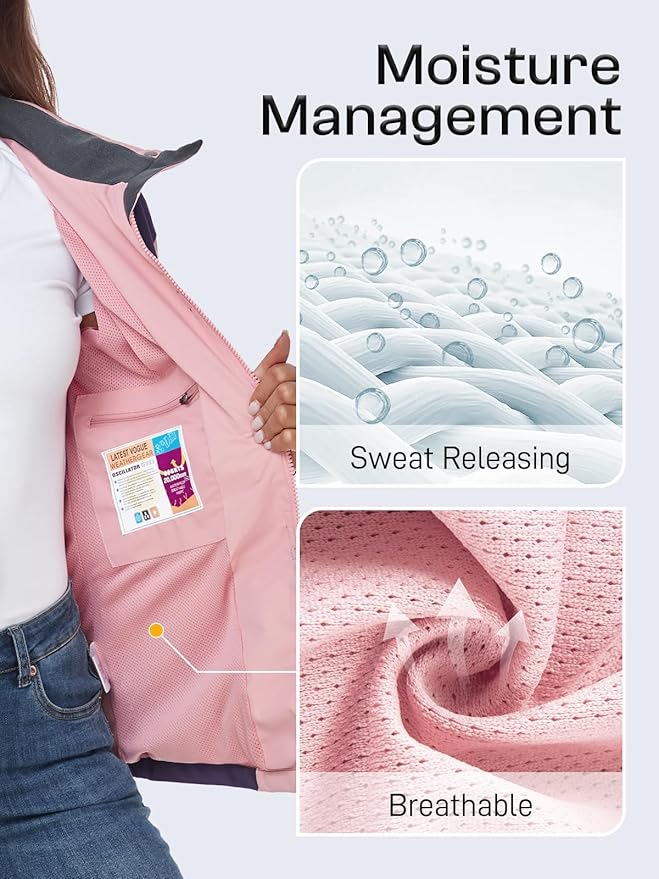 Womens Waterproof Rain jacket Lightweight Active Outdoor Raincoat with Removable Hood