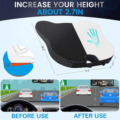 GSPSCN Car Seat Cushion Pad Memory Foam Heightening Wedge,Driver Seat Cushion Pillow to Relief Sciatica & Back Coccyx Tailbone Pain in Office Chairs,Car Seat,Wheelchair,Computer Desk Chair