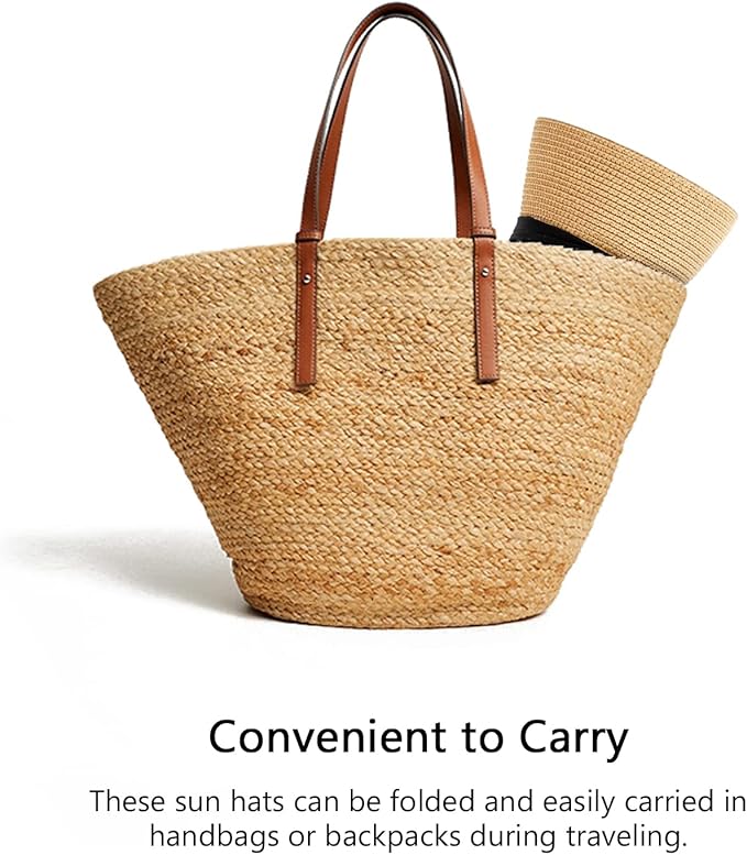 DRESHOW Women Straw Sun Hat Short Brim Panama Travel Fedora Beach Cap Roll up Summer Hat for Women Men UPF 50+