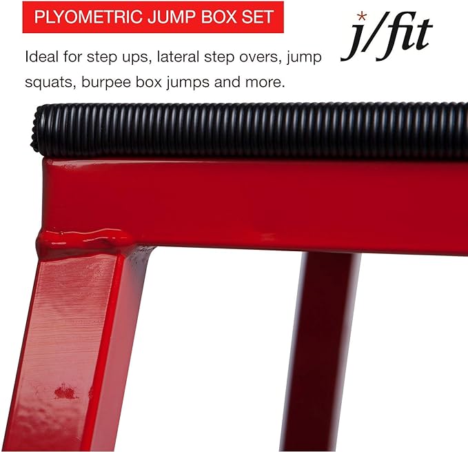 JFIT Plyometric Boxes - Made in Taiwan NO Assembly Required Single - Height Box Set and Adjustable Box Options Plyometric Platform and Jumping Agility Box for Training Conditioning Strength Training