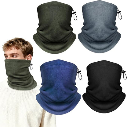 Winter Neck Warmer Gaiter: 4 Pack Windproof Face Ski Mask Fleece Face Cover Scarf for Cold Weather Sports and Work