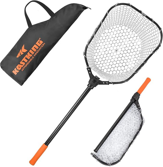KastKing Brutus Fishing Net, Foldable Extendable Fish Landing Net, Lightweight & Portable Fishing Net with Soft EVA Foam Handle, Holds up to 44lbs/20KG, Fish-Friendly Mesh for a Safe Release
