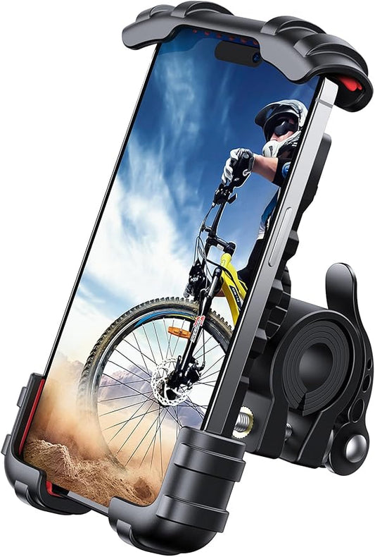 Lamicall Bike Phone Holder, Motorcycle Phone Mount - Motorcycle Handlebar Cell Phone Clamp, Scooter Phone Clip for iPhone 14 Plus/Pro Max, 13 Pro Max, S9, S10 and More 4.7" - 6.8" Smartphones, Red