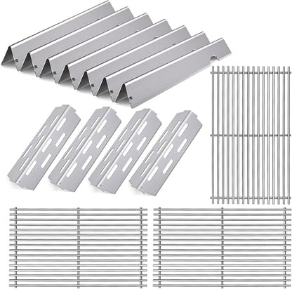 Grill Grates Flavorizer Bars Parts for Weber Genesis II E-410, S-410, Genesis II LX E-440, S-440, Weber 66089, 66097, 66041, 66033, 66796, Stainless Steel Grids Flavor Bars Heat Deflectors