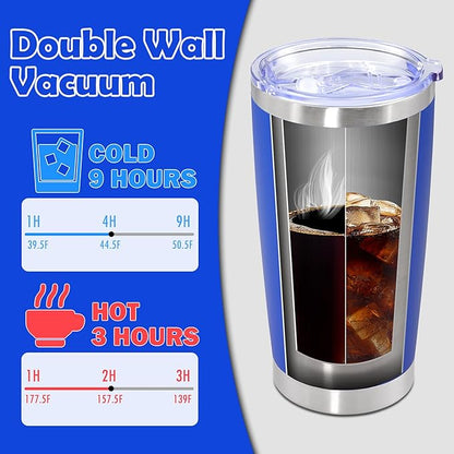 20oz Tumbler Bulk Stainless Steel Tumbler Cup with Lid Vacuum Insulated Double Wall Travel Mug, Durable Powder Coated Travel Coffee Tumbler Mug for Hot & Cold Drinks, Dark Blue,8 Pack