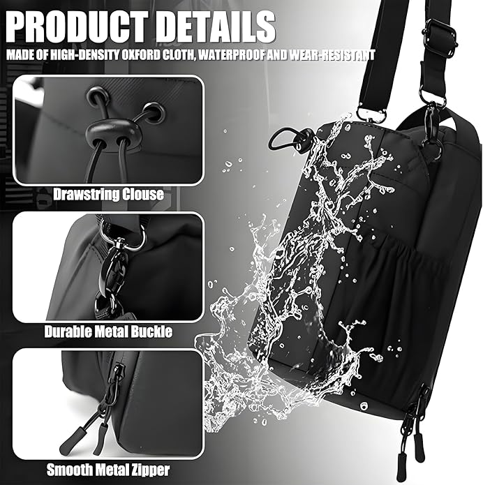 Magnetic Gym Bag | Hands-Free Water Bottle Holder with Strap | Small Crossbody Sling Pouch for Fitness, Work